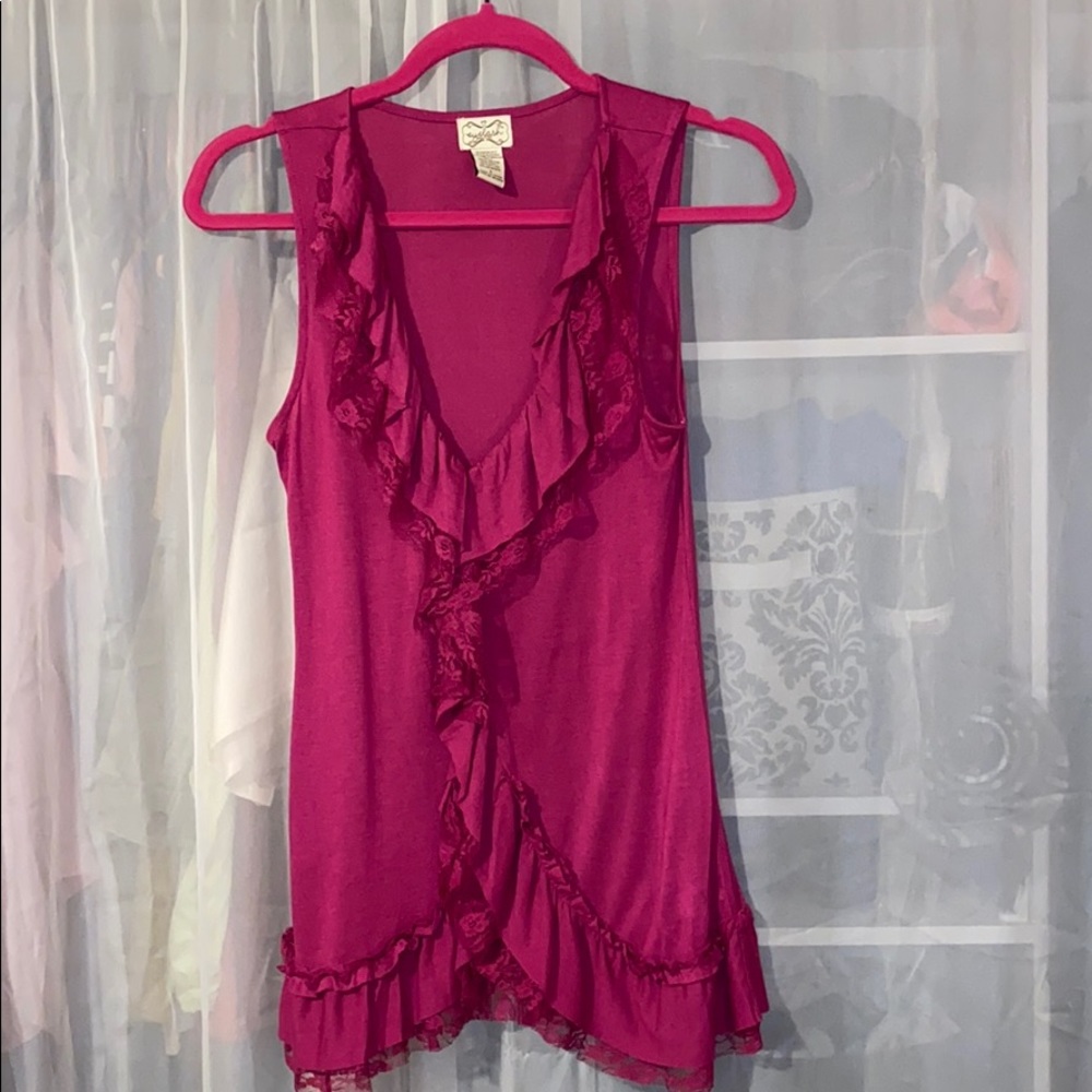 Eyelash Couture | Ruffle Pink Sleeveless Shirt